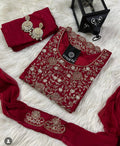 Designer Red Embroidered kurta set with dupatta
