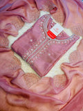Designer neck embroidered kurta set with dupatta