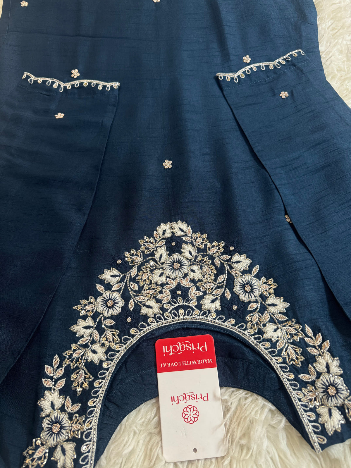 Blue embroidered kurta Bottom  with dupatta