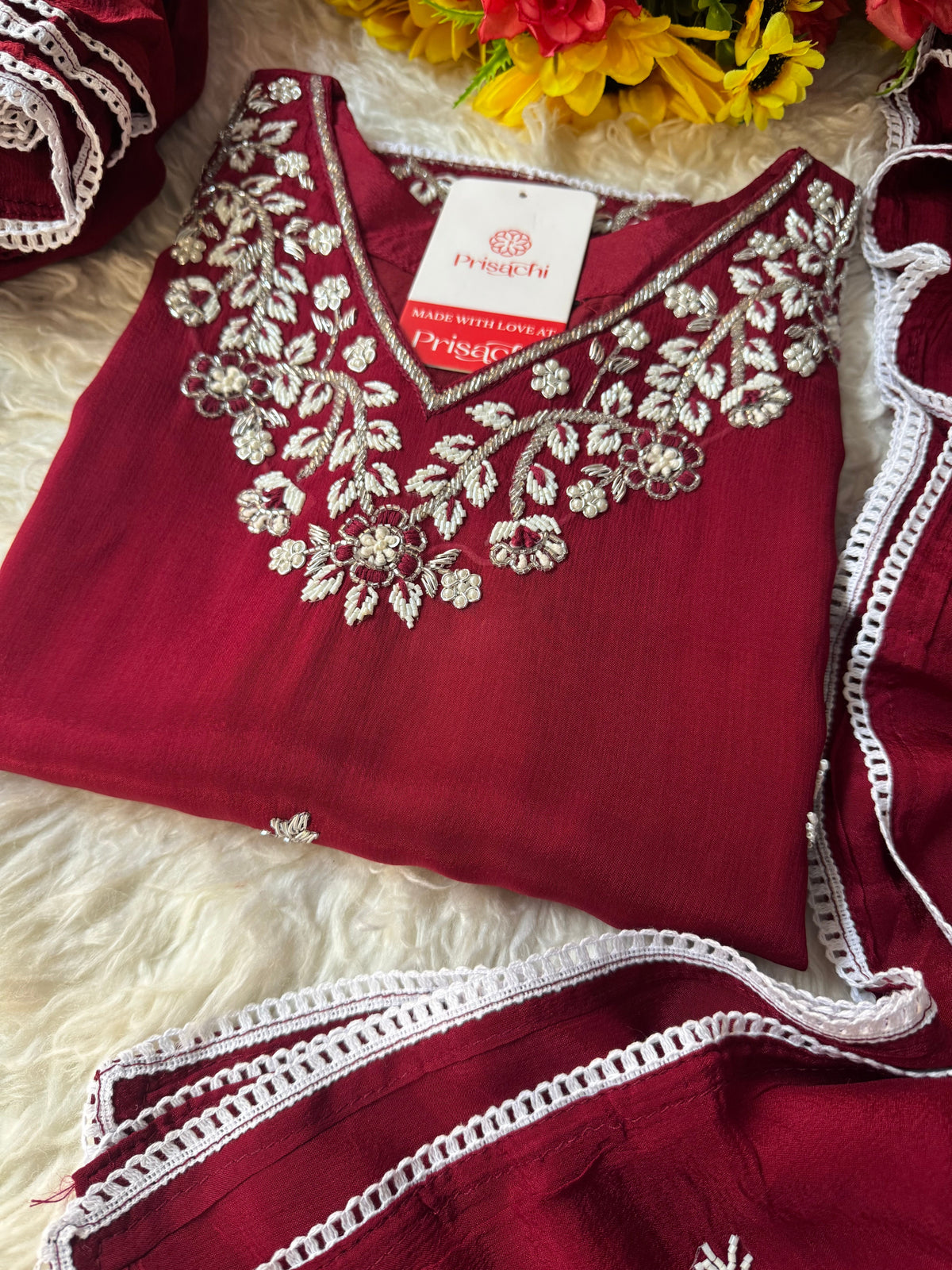 Embroidered kurti sharara set  with dupatta