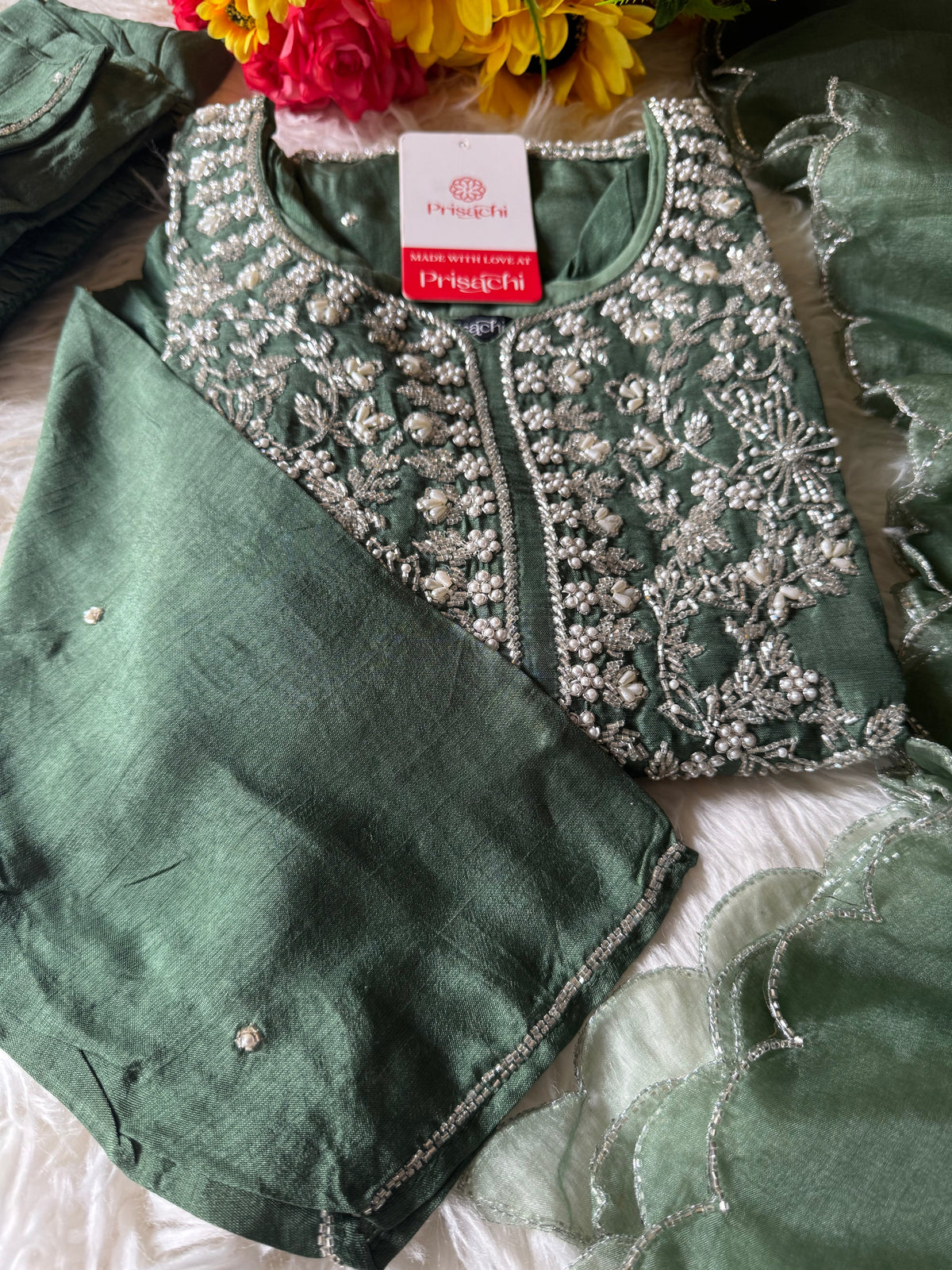 Maslin Designer Embroidered kurta set with dupatta
