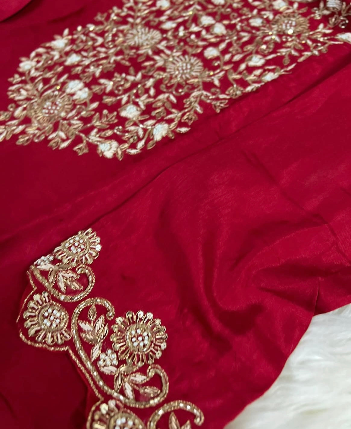 Designer Red Embroidered kurta set with dupatta