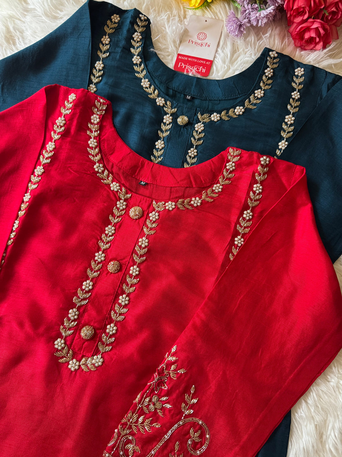 Blue embroidered kurta set with dupatta