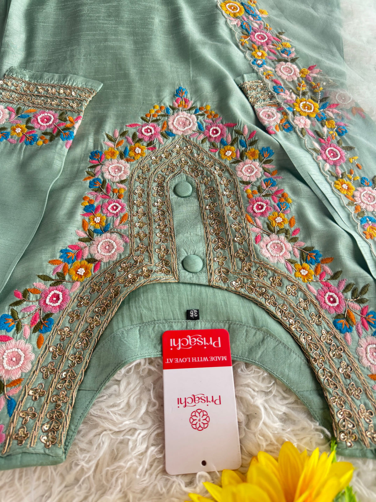 Pista Green Embroidered Kurta bottom With Dupatta