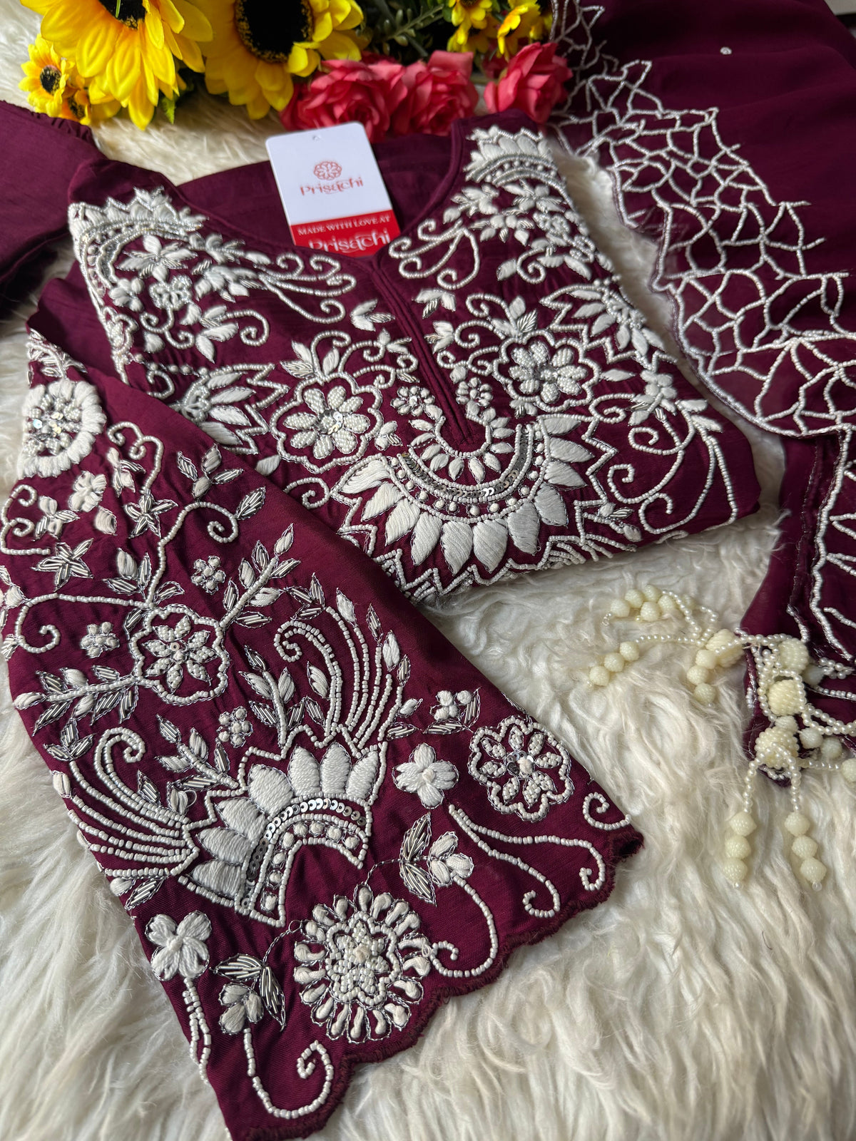 Designer Embroidered kurta Bottom  with dupatta