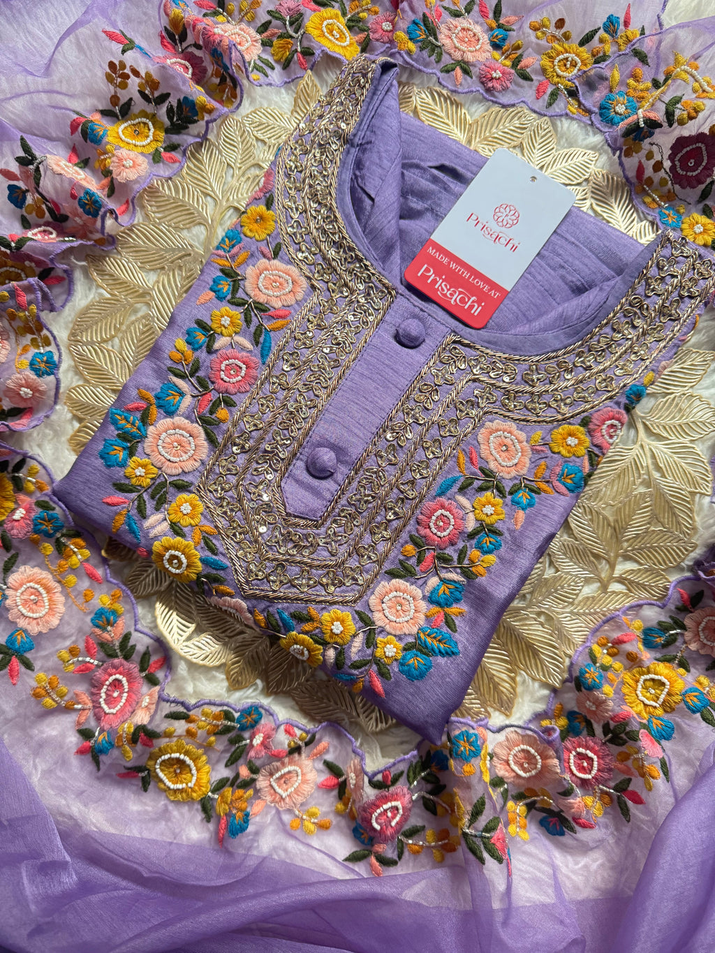 Purple Embroidered Kurta bottom With Dupatta