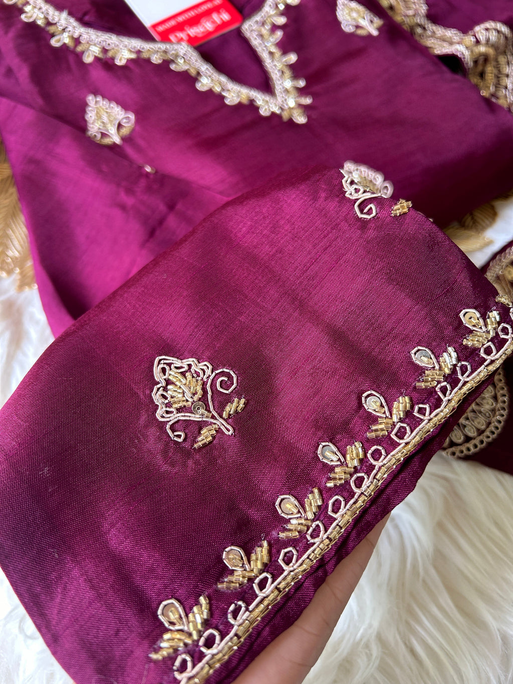 Purple embroidered kurta Pant  with dupatta