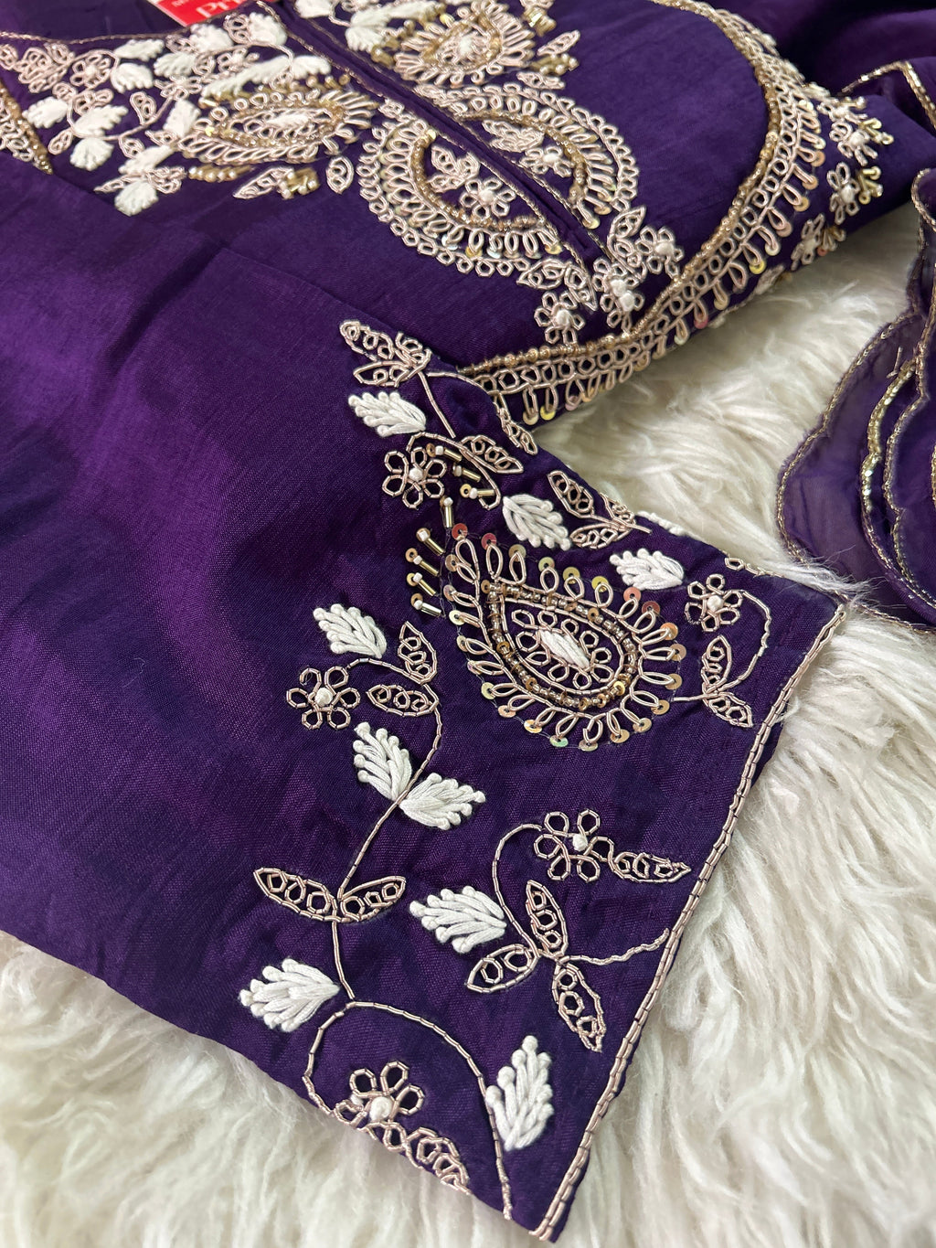 Purple Embroidered Kurta bottom With Dupatta