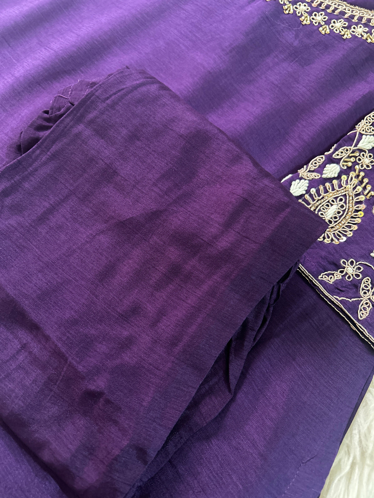 Purple Embroidered Kurta bottom With Dupatta