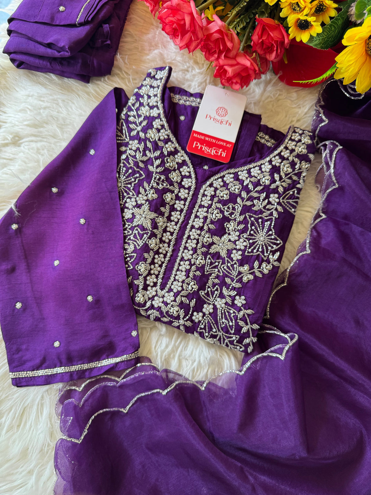 Maslin Designer Embroidered kurta set with dupatta