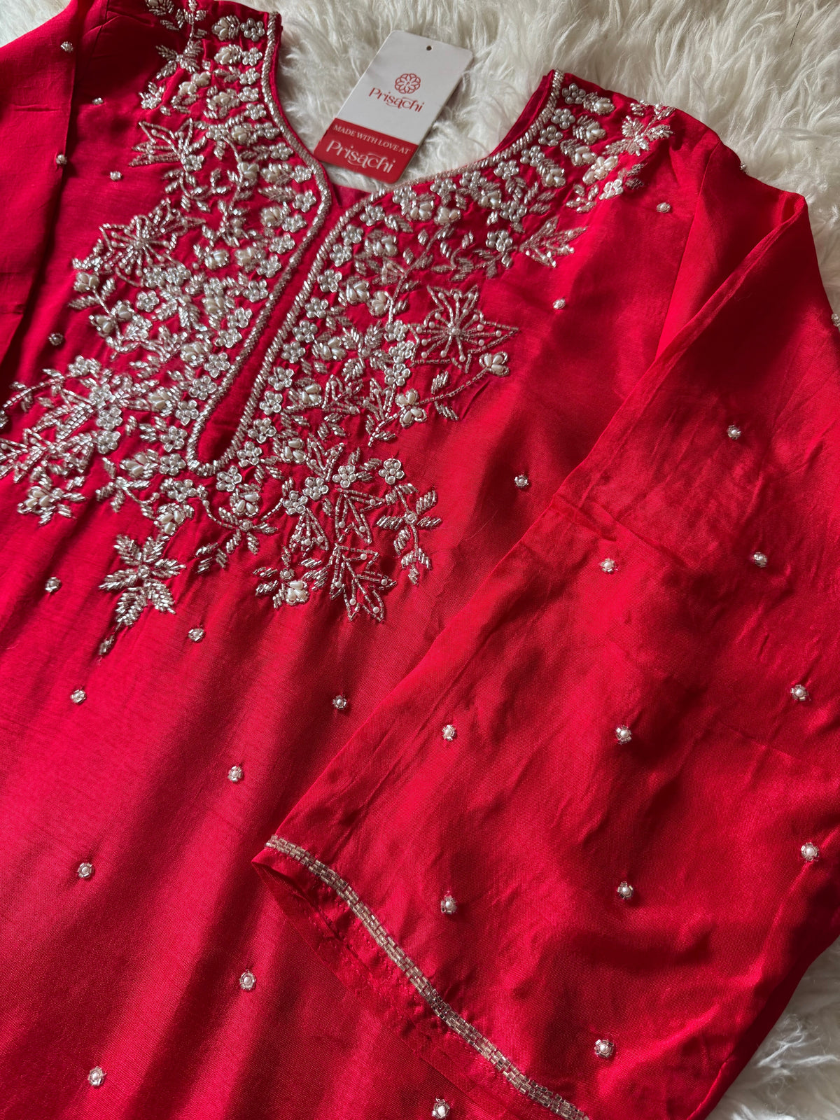Maslin Designer Embroidered kurta set with dupatta