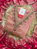 Pink embroidered kurta set with dupatta
