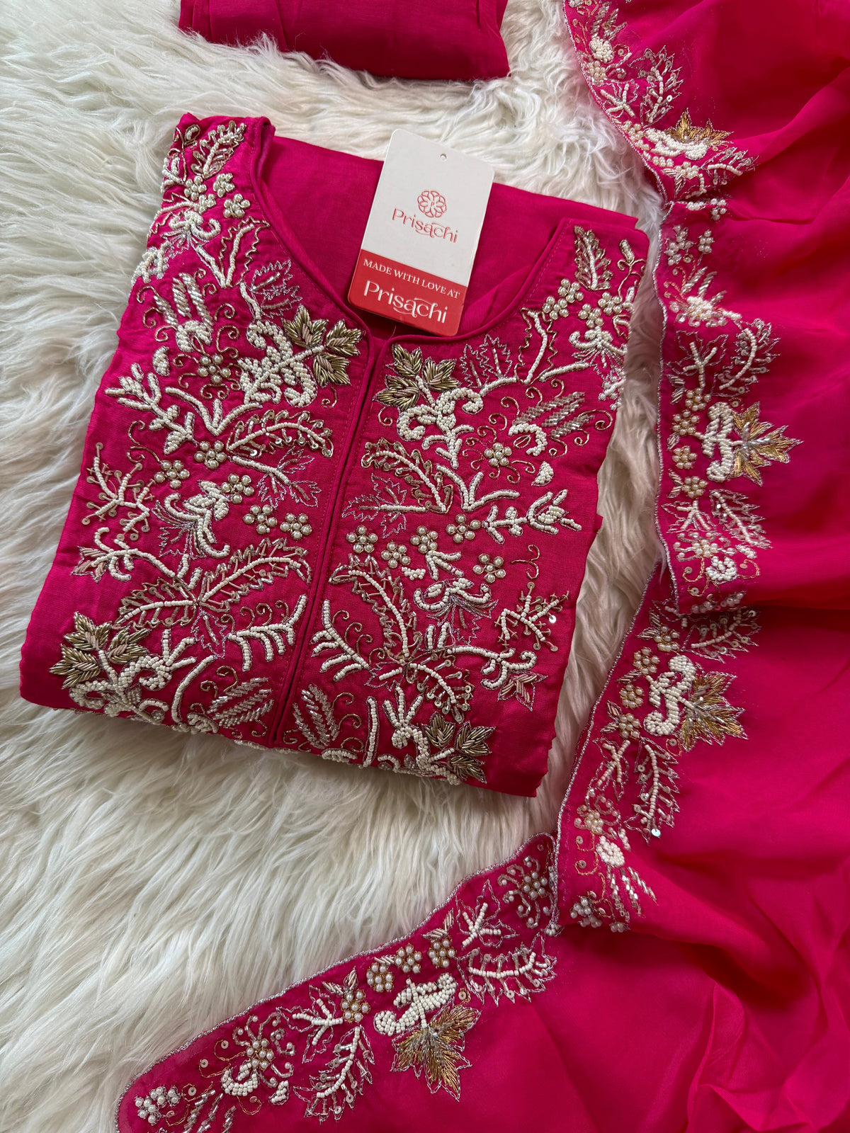 Orange Designer Embroidery Kurti pant with embroidered Work duptta