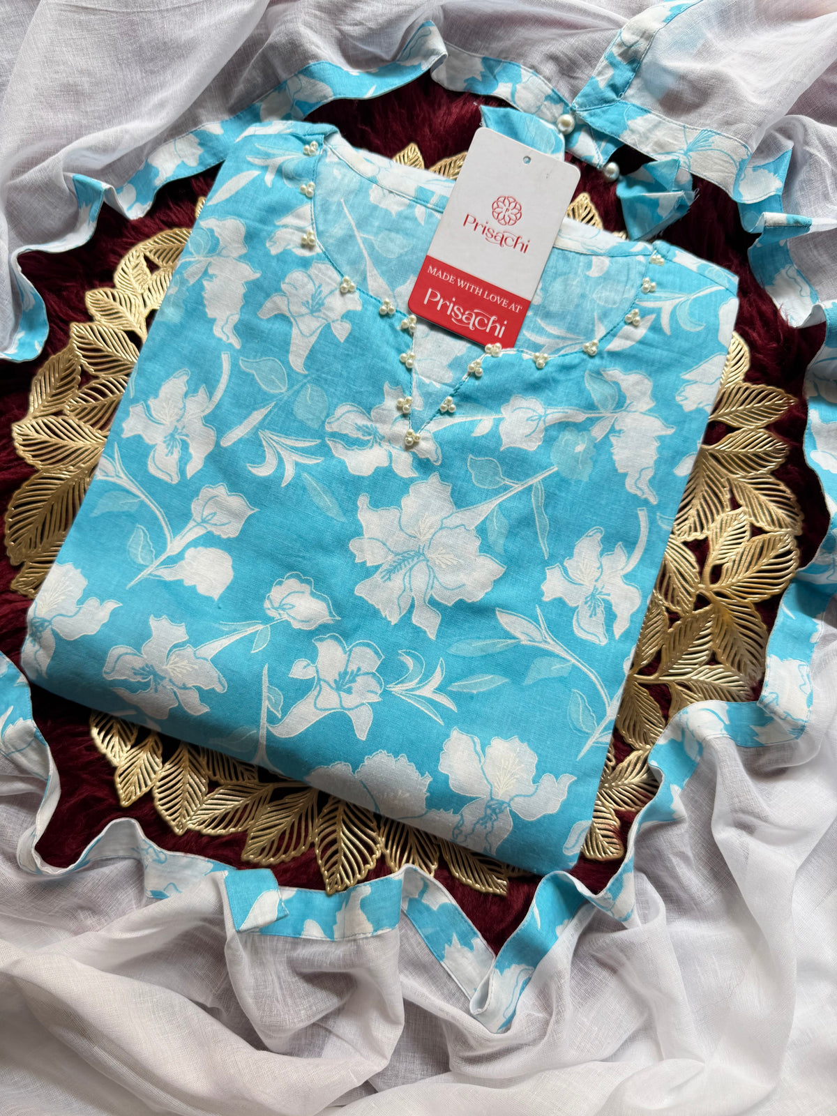 Cotton  A-line Kurti with pockets, comfy pant, and dupatta