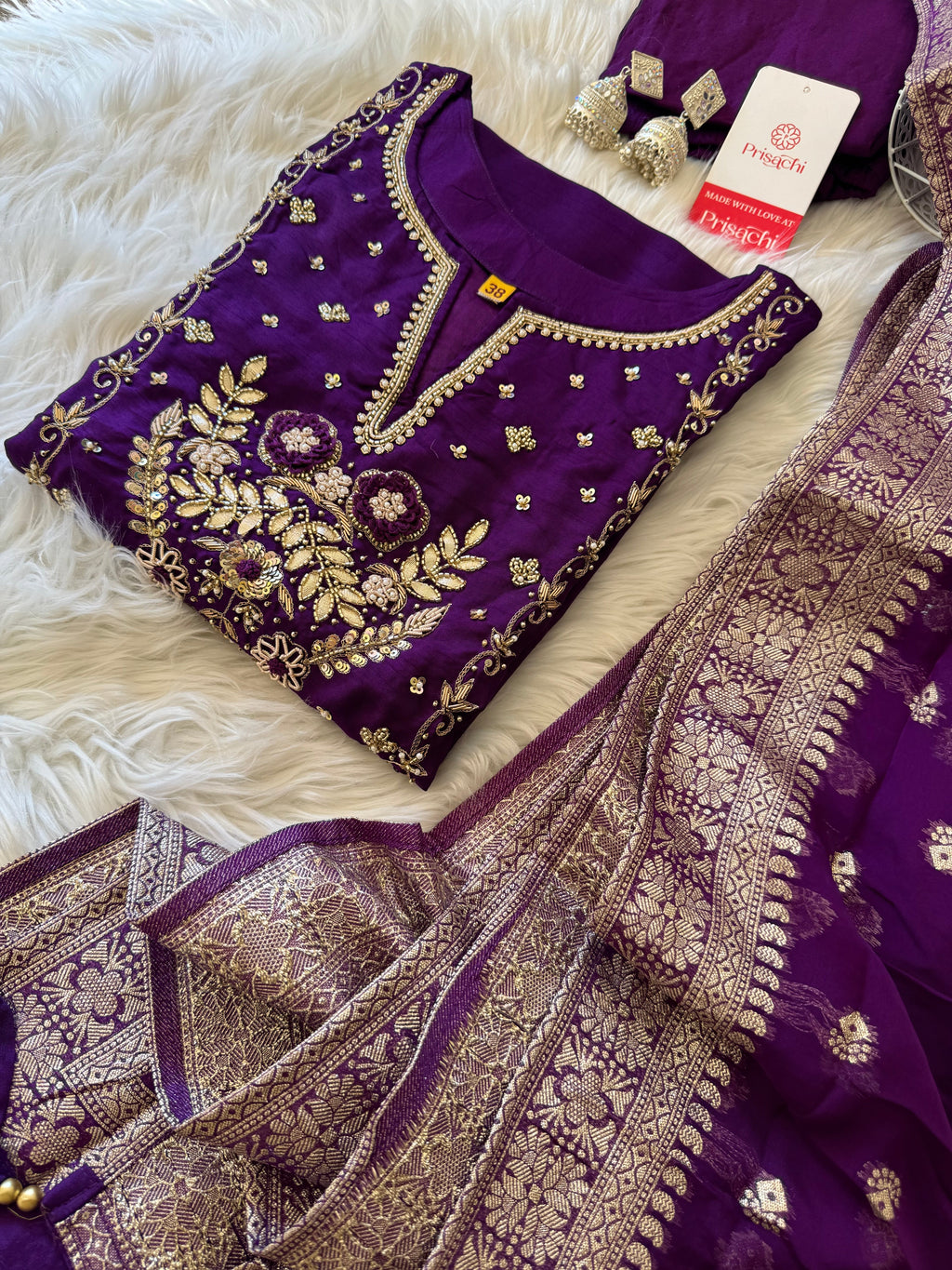 Orange Embroidered Kurta bottom With Dupatta