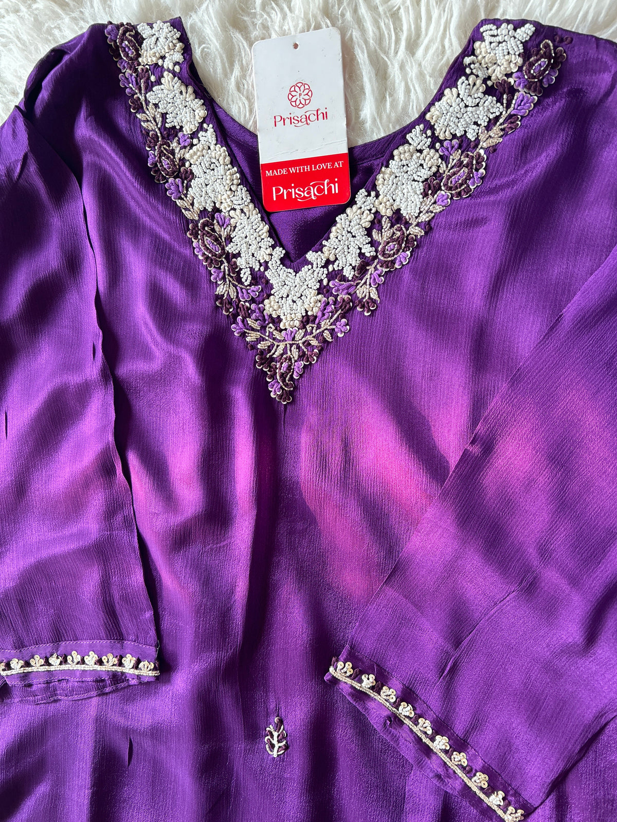Purple embroidered kurta Pant  with dupatta