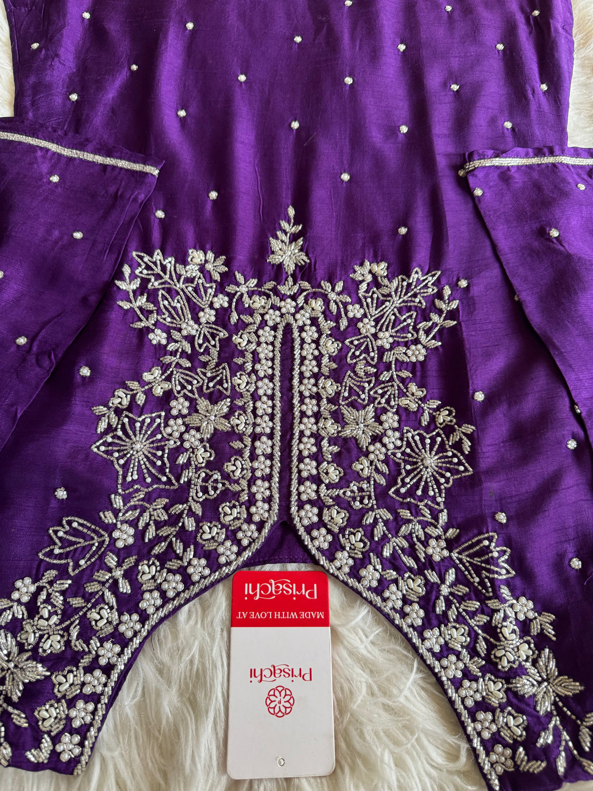 Purple Embroidered kurta bottom with dupatta
