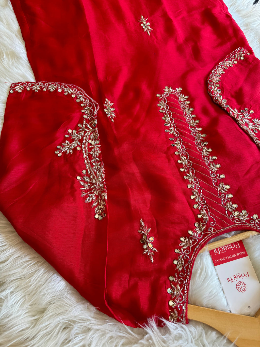 Women’s Mirror Work & Zardozi Embroidered Kurta Set with Dupatta & Pants