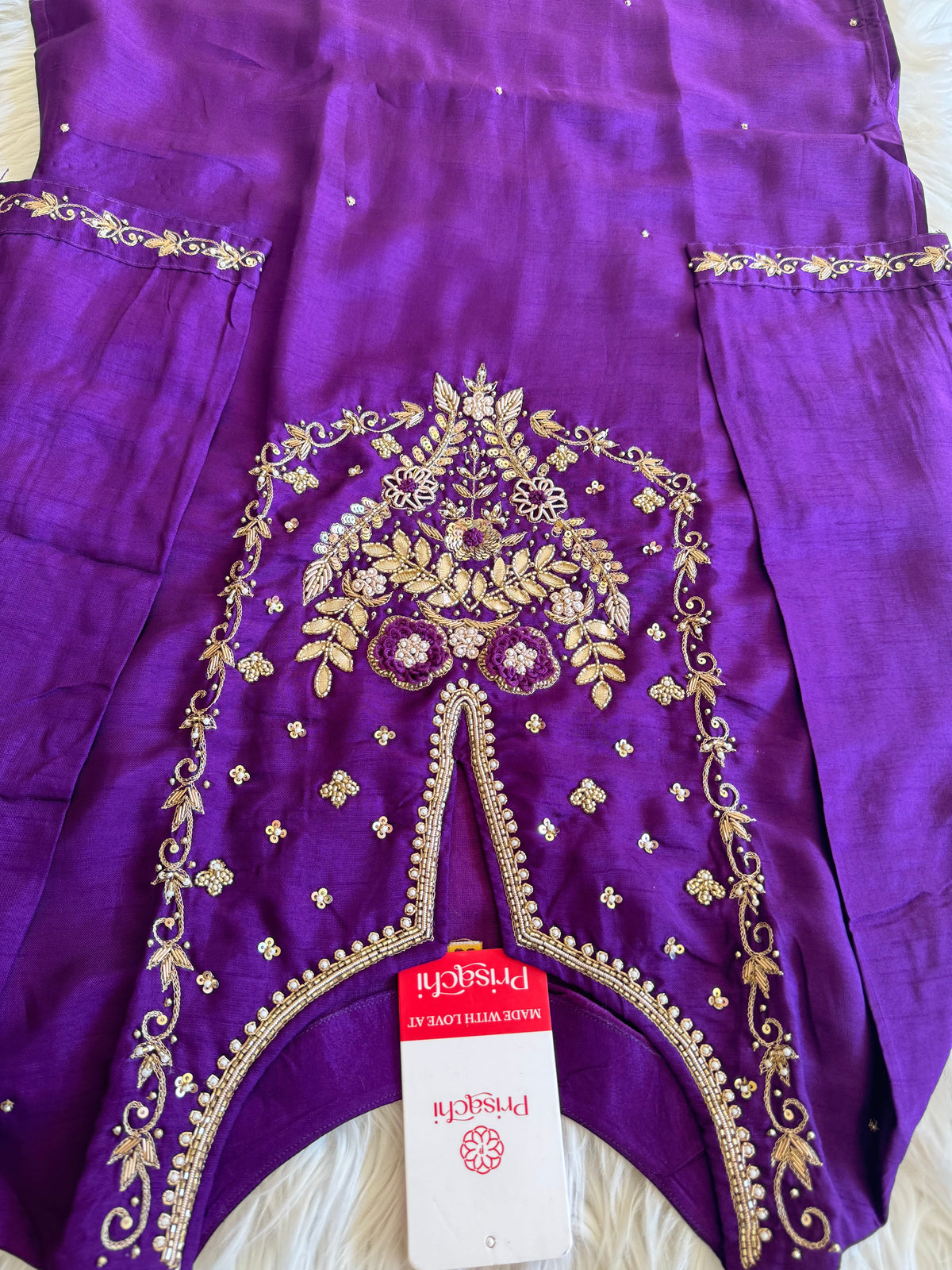 Purple Embroidered Kurta bottom With Dupatta