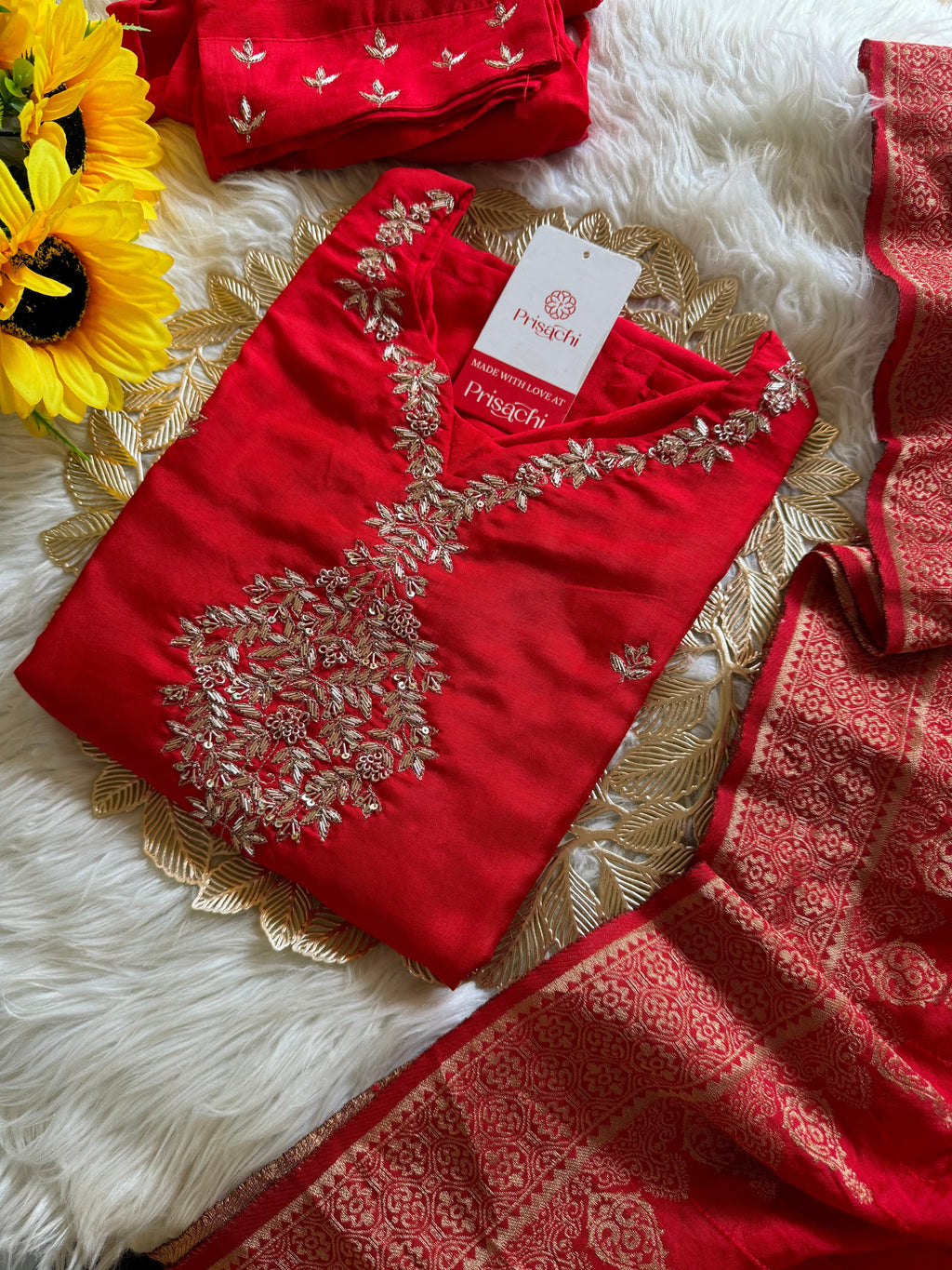 Blue Designer Kurti set with Banarasi Duptta