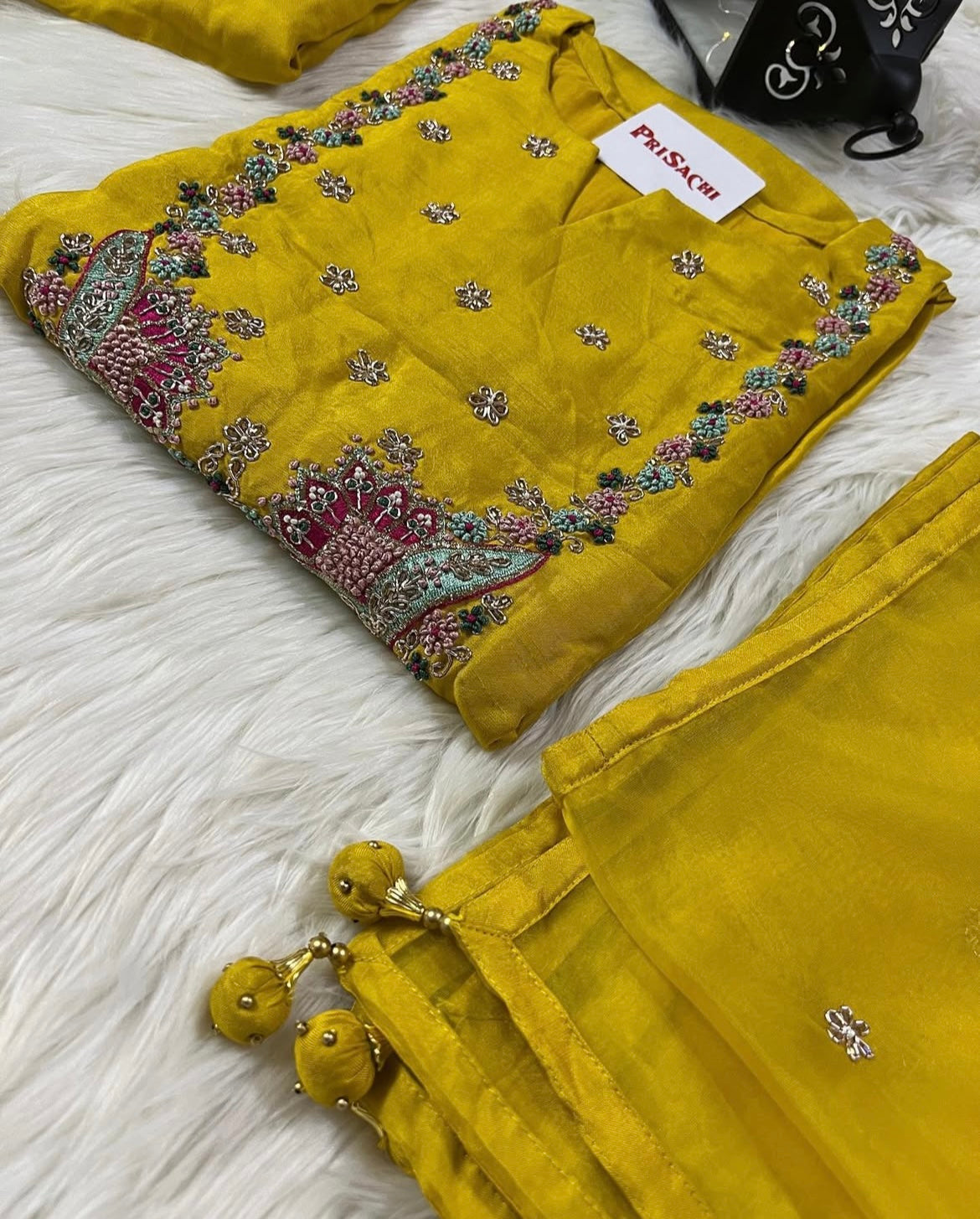 Wine embroidered chanderi silk kurta set with dupatta