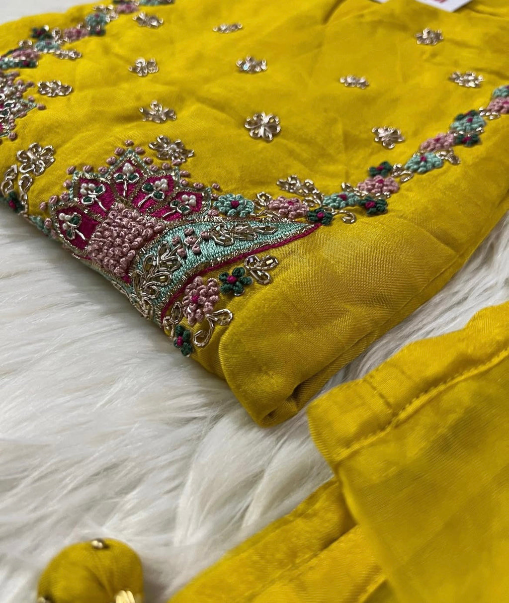 Wine embroidered chanderi silk kurta set with dupatta