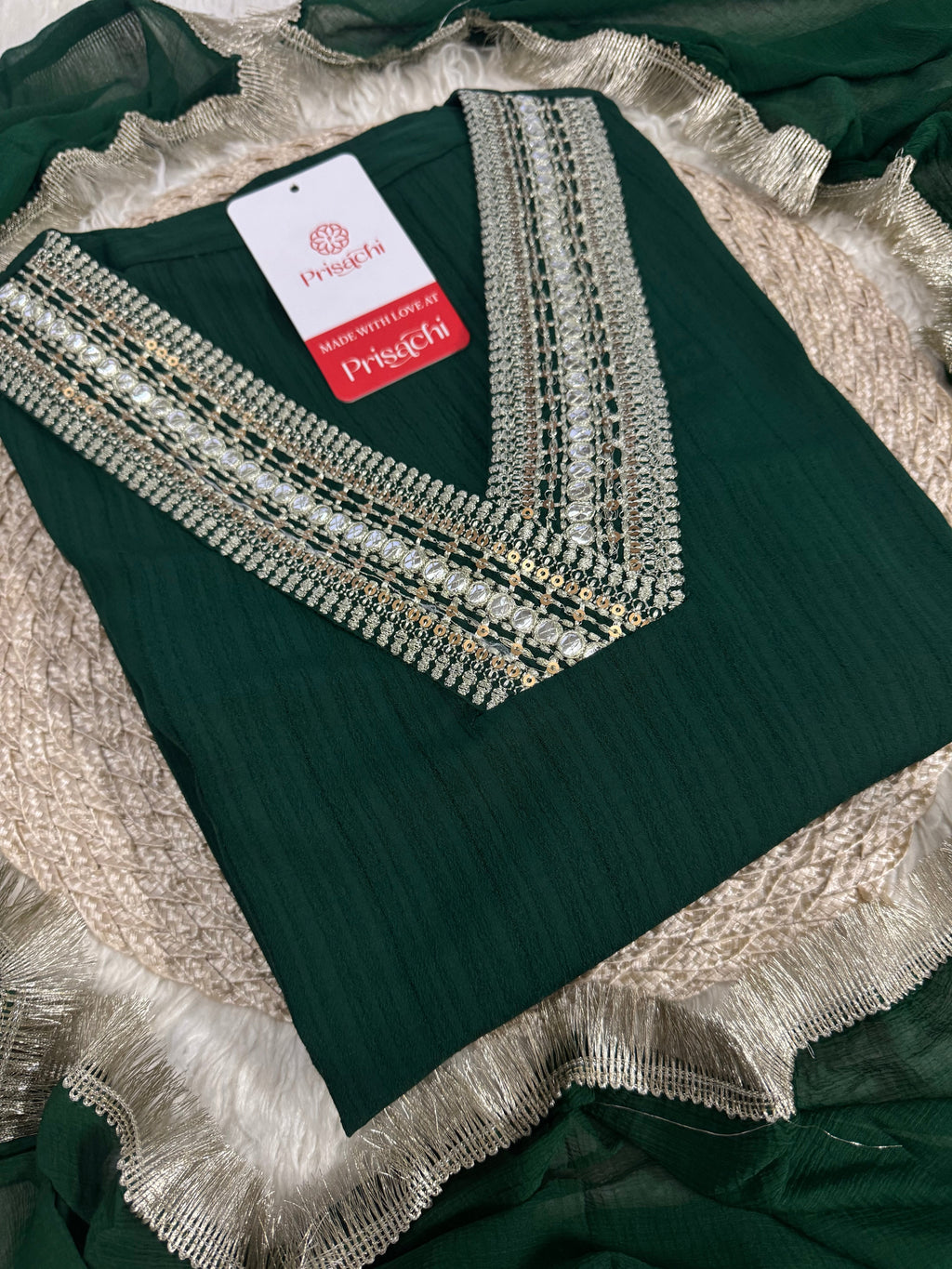 Green  kurta bottom with dupatta