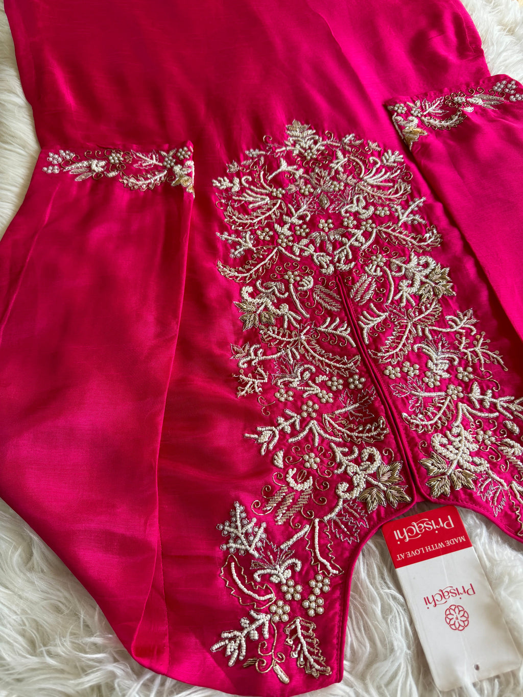 Orange Designer Embroidery Kurti pant with embroidered Work duptta