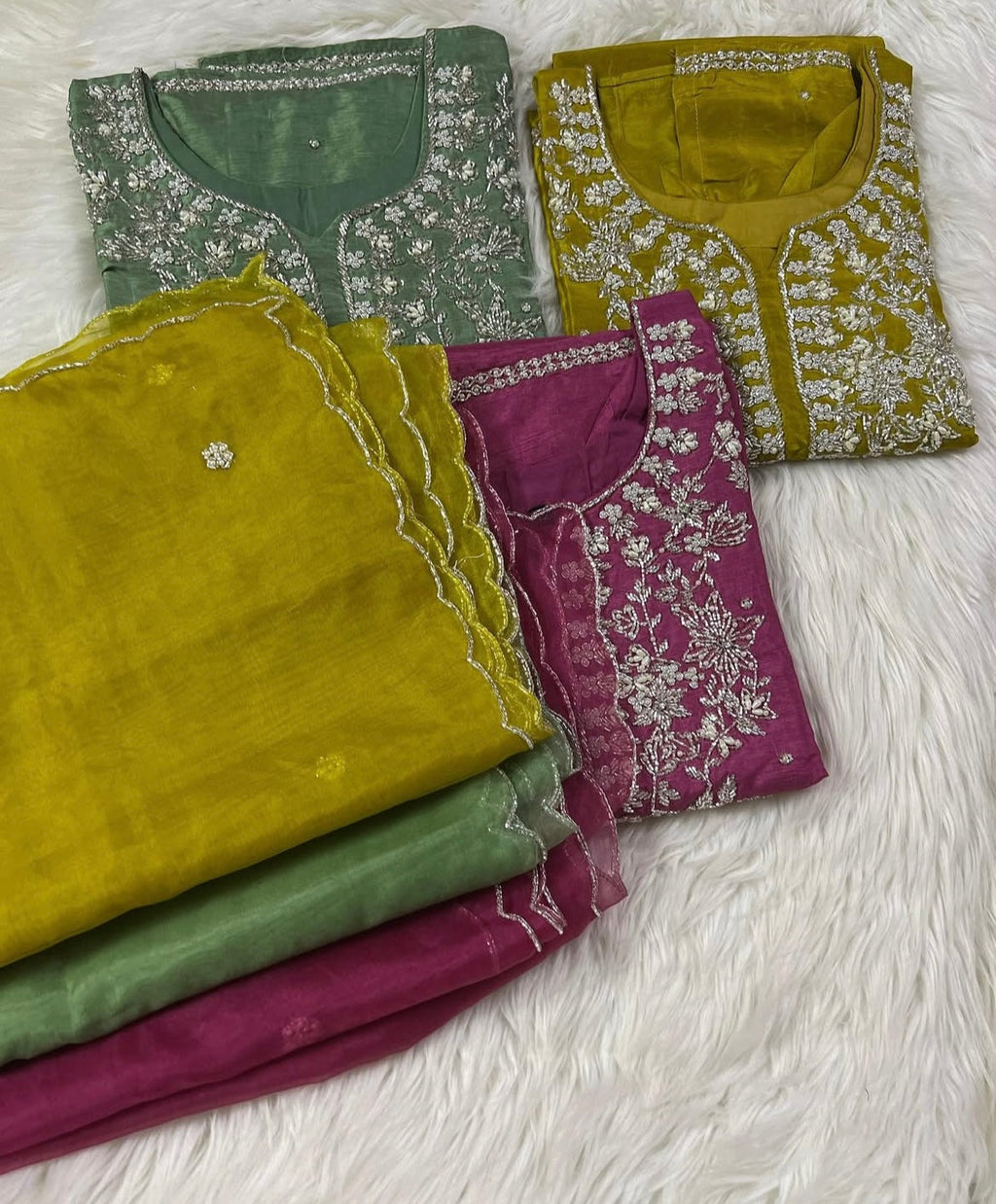 Maslin Designer Embroidered kurta set with dupatta