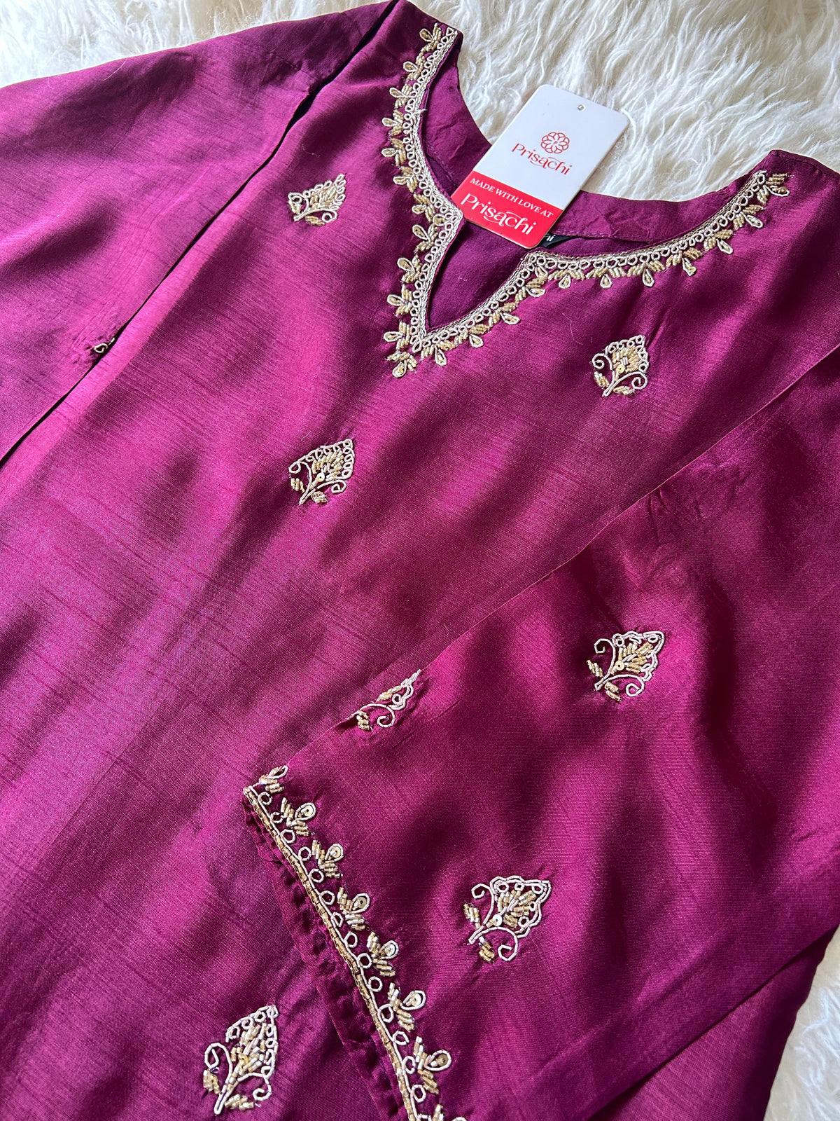 Purple embroidered kurta Pant  with dupatta
