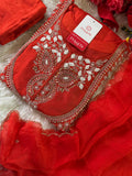 Orange Embroidered Kurta bottom With Dupatta