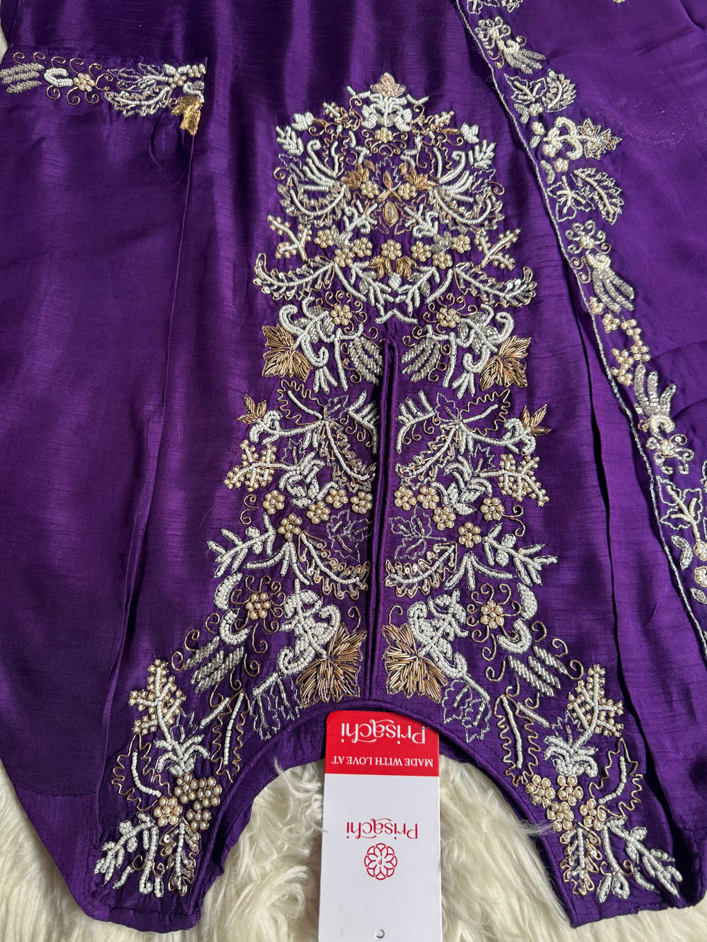 Purple Designer Embroidery Kurti pant with embroidered Work duptta
