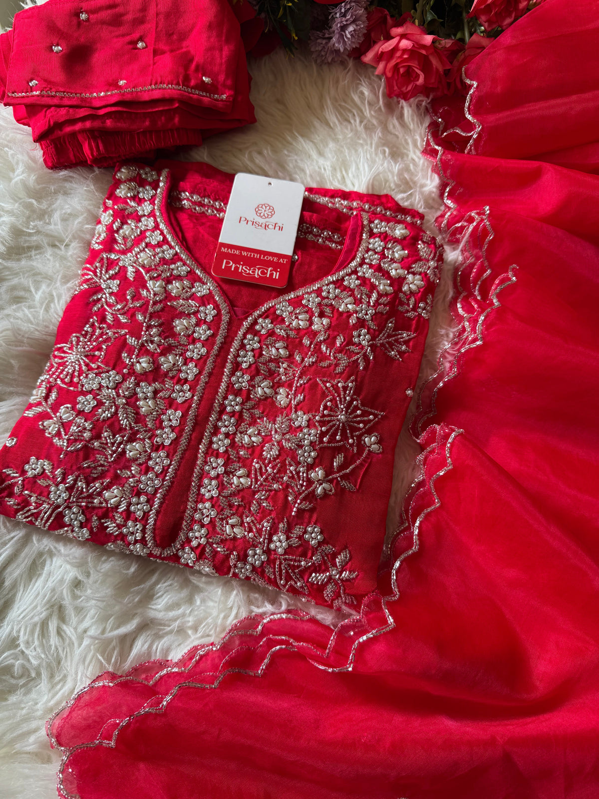 Purple Embroidered kurta bottom with dupatta