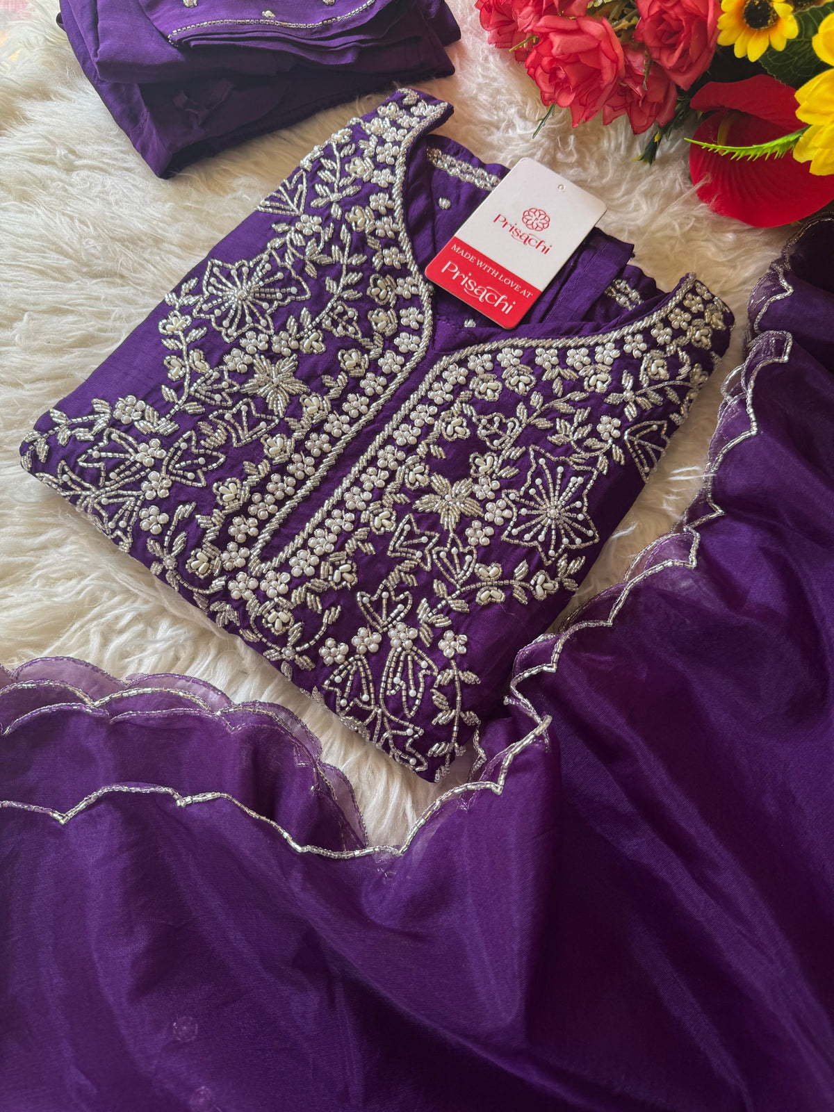 Pink Designer Embroidered kurta set with dupatta