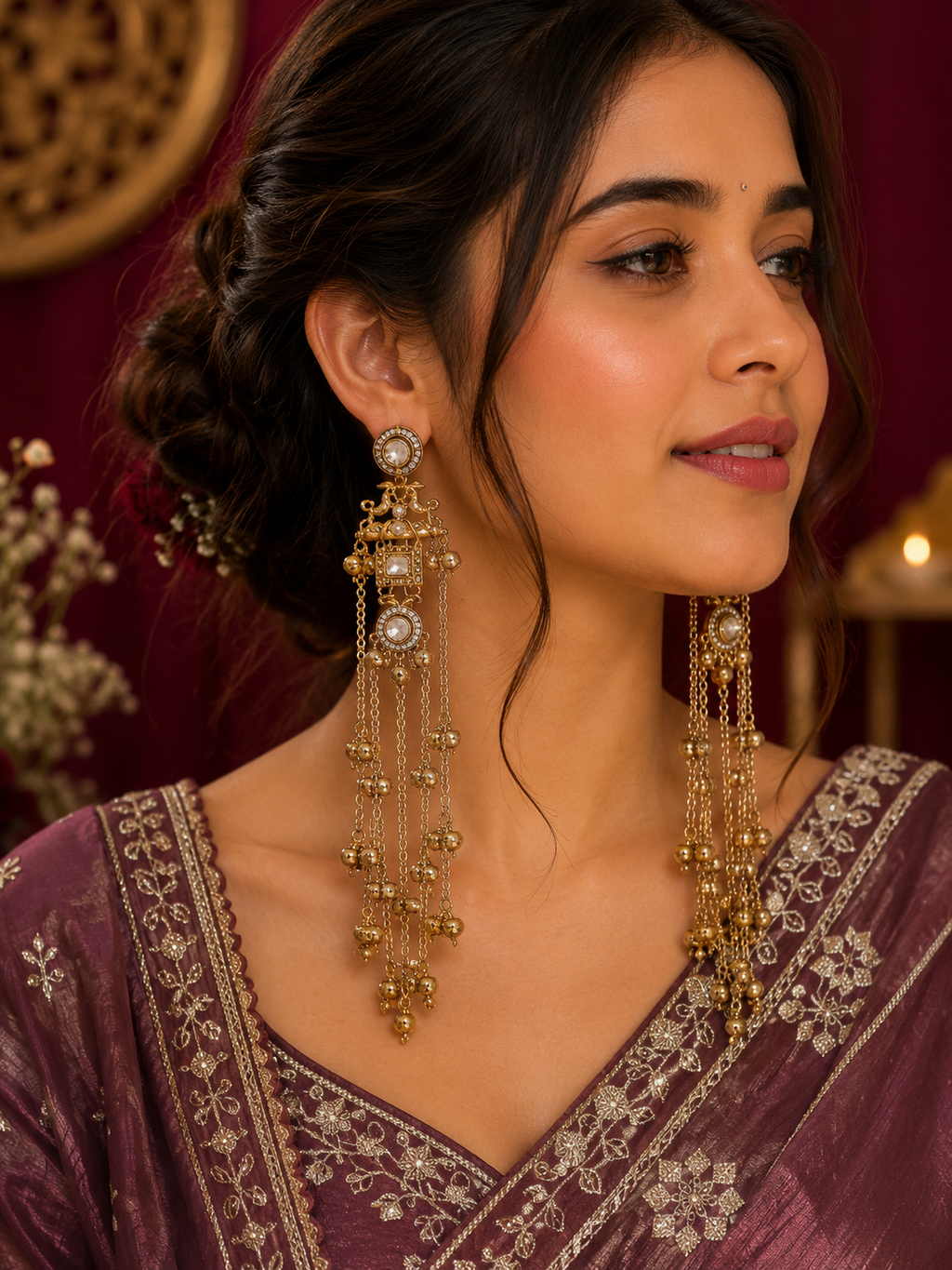 Designer Gold-Plated Kashmiri Jhumka Earrings for women
