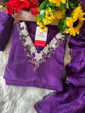 Purple embroidered kurta Pant  with dupatta