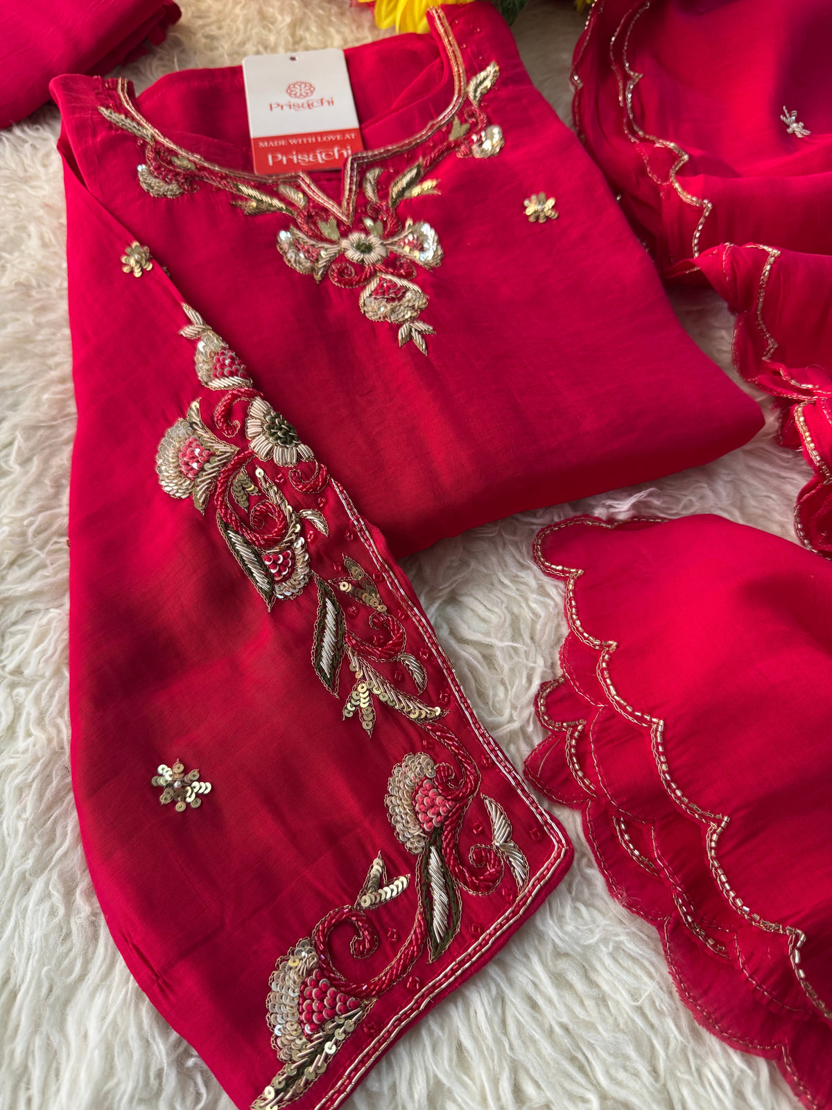 Prisachi Black Embroidered kurta bottom with dupatta