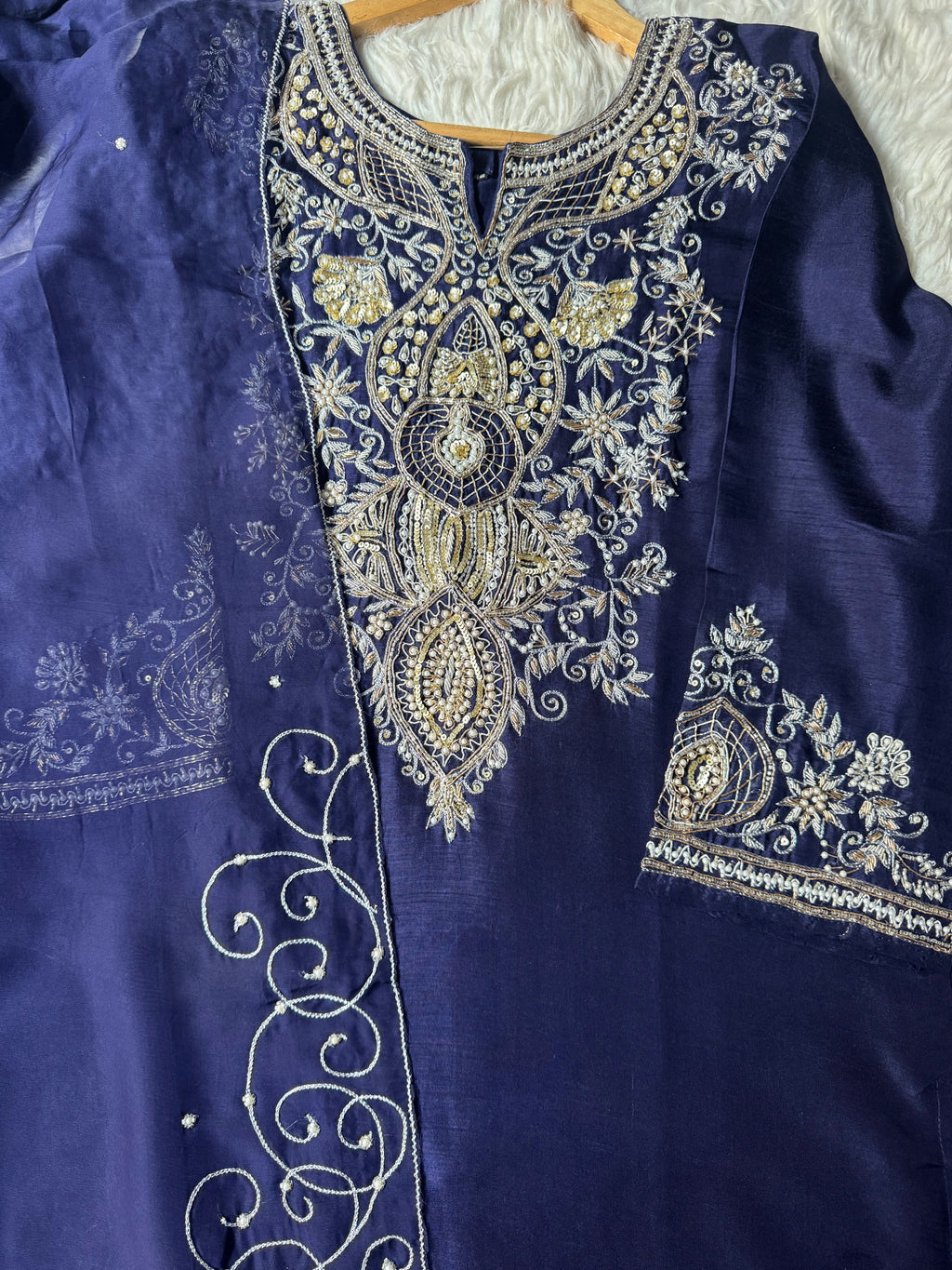 Blue Designer Embroidered kurta Bottom  with dupatta