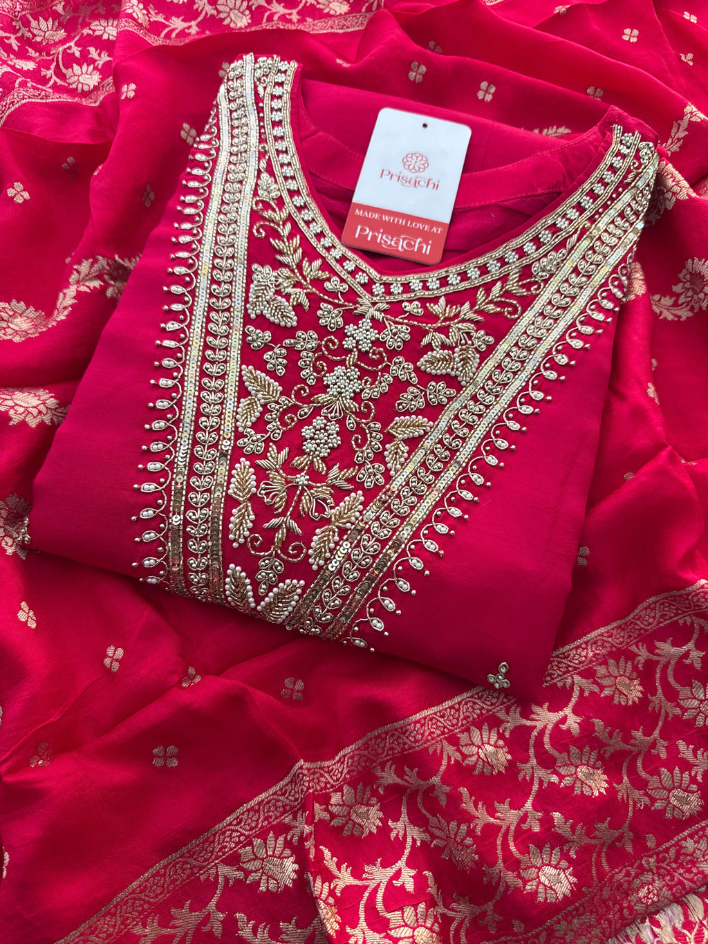 Pink Embroidered kurta Pant  with dupatta