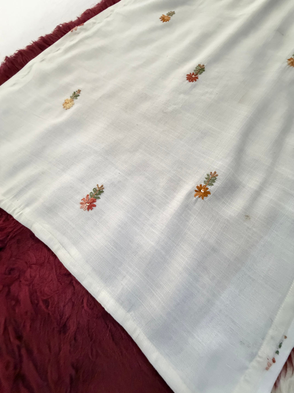 White Embroidered Ethnic Kurta With Pants | Office and Daily Wear Co-Ord Set