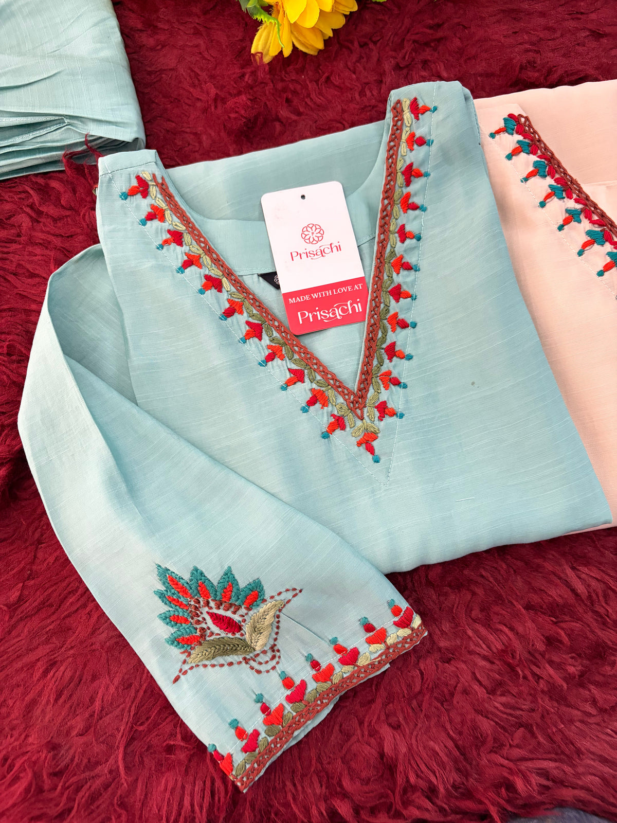 Women Thread Embroidered Kurti with Palazzo Pant Co-Ord Set | Ethnic Office & Daily Wear