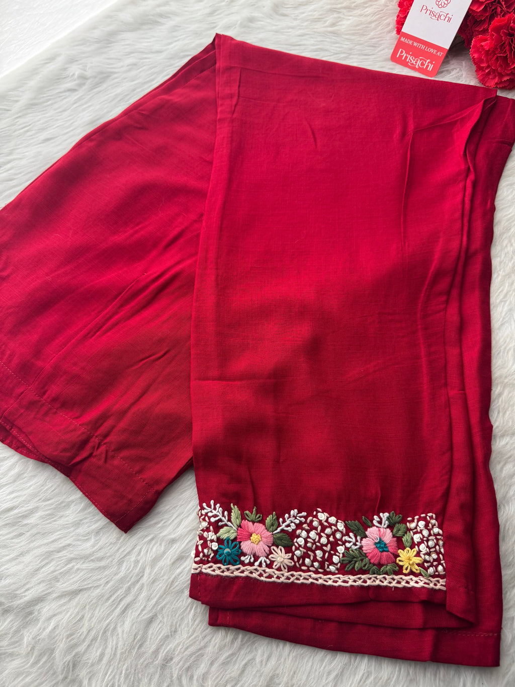 Maroon Thread Embroidered Kurti Pant Co-ord Set | Ethnic Office & Daily Wear