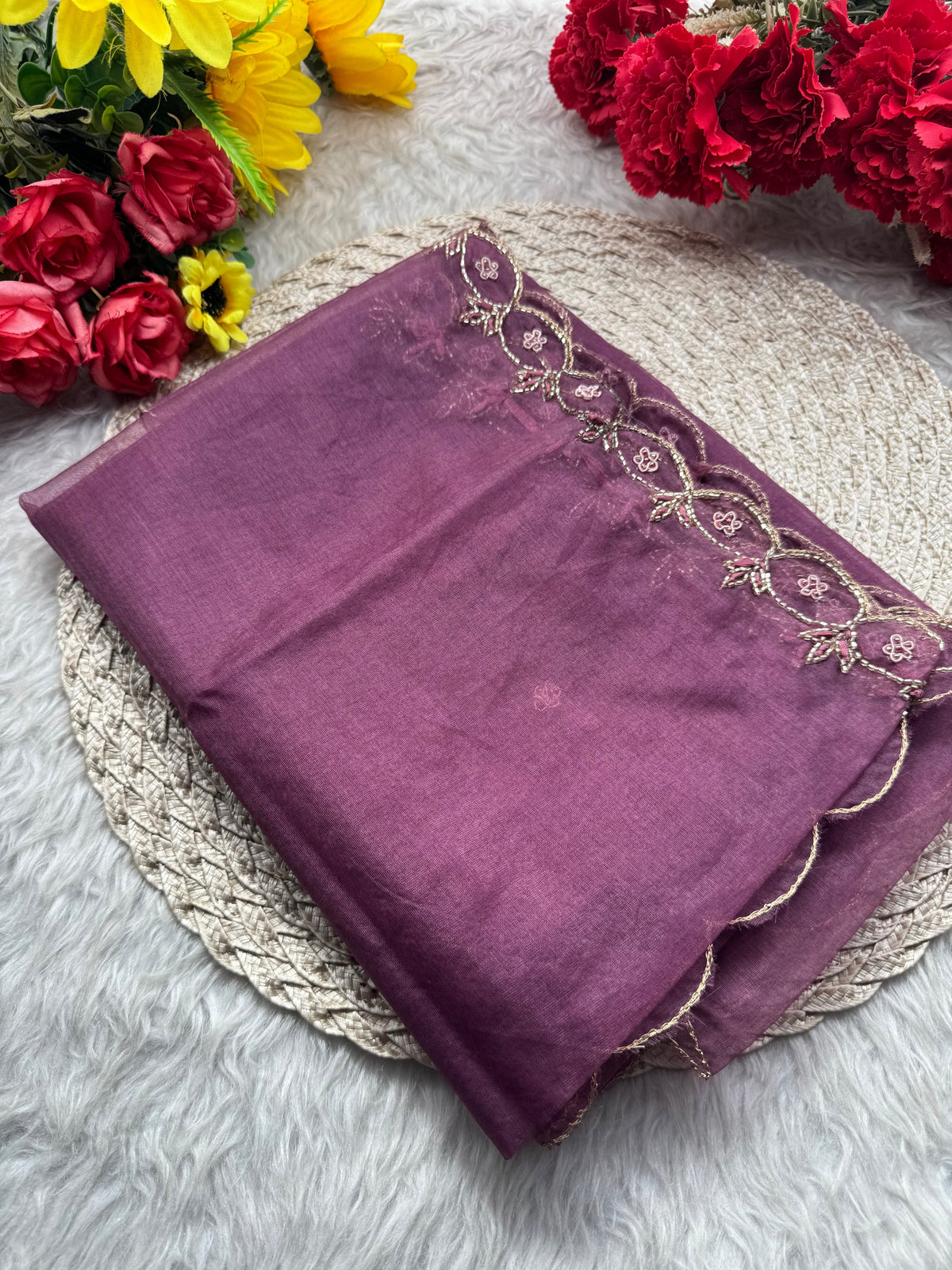 Sky blue Handwork kurta Pant  with dupatta