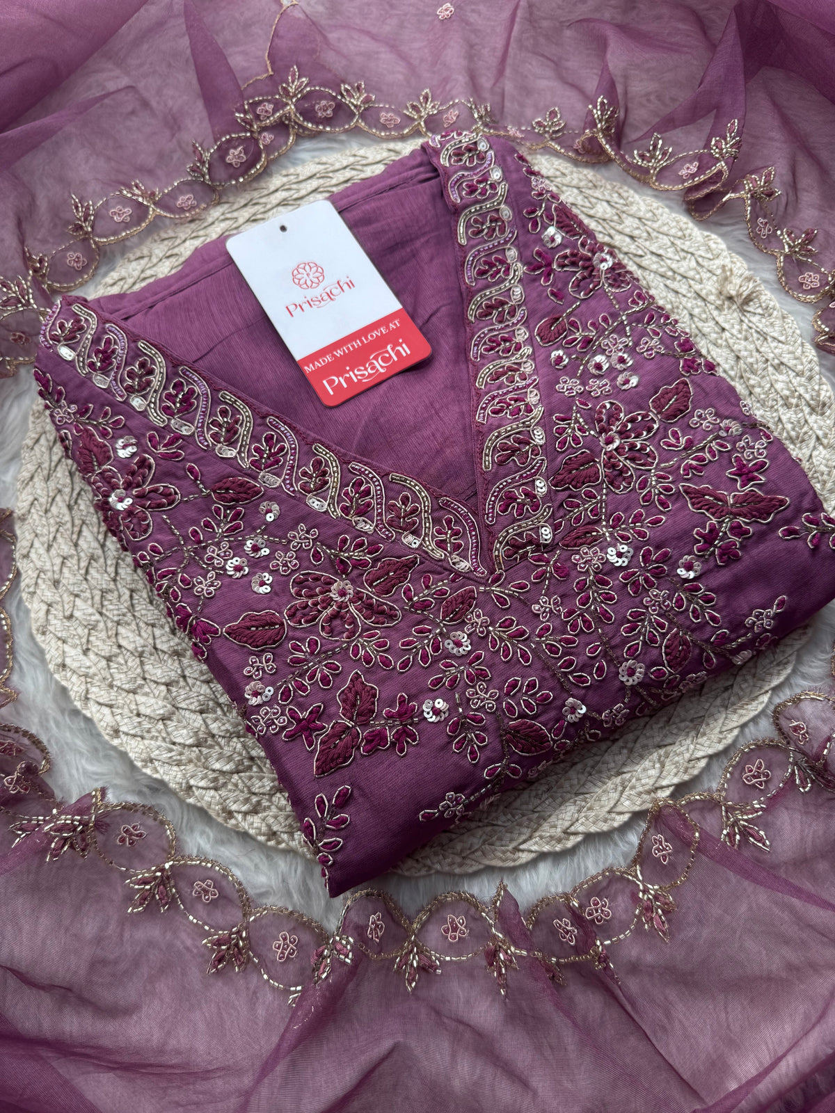 Sky blue Handwork kurta Pant  with dupatta