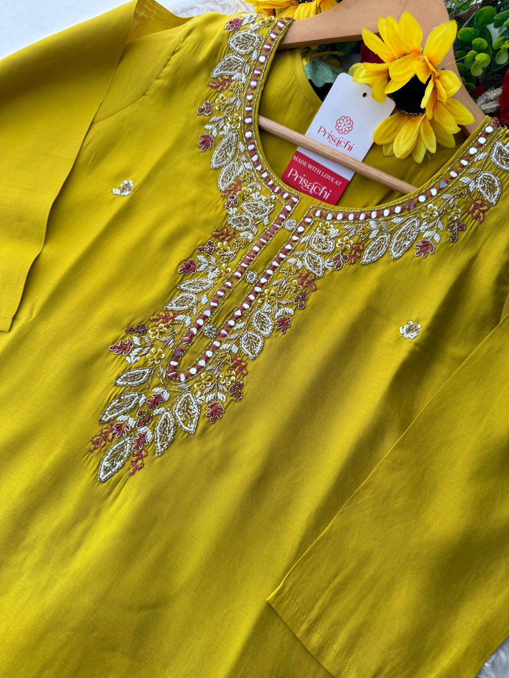 Mustard Yellow Embroidered Ethnic Kurta Set with Pants & Dupatta