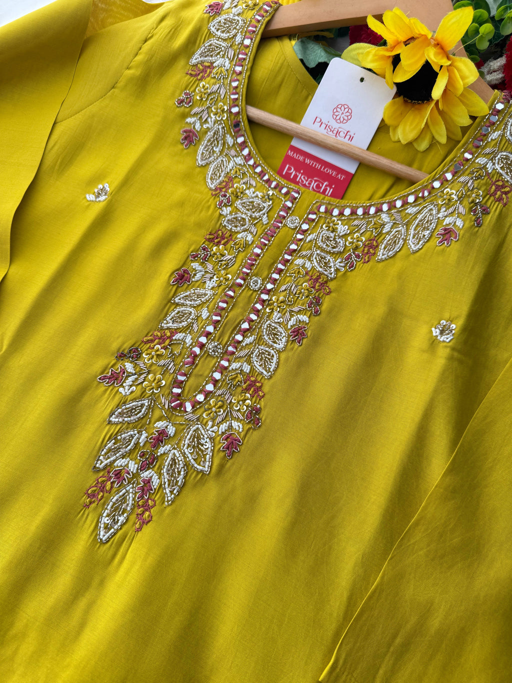 Mustard Yellow Embroidered Ethnic Kurta Set with Pants & Dupatta