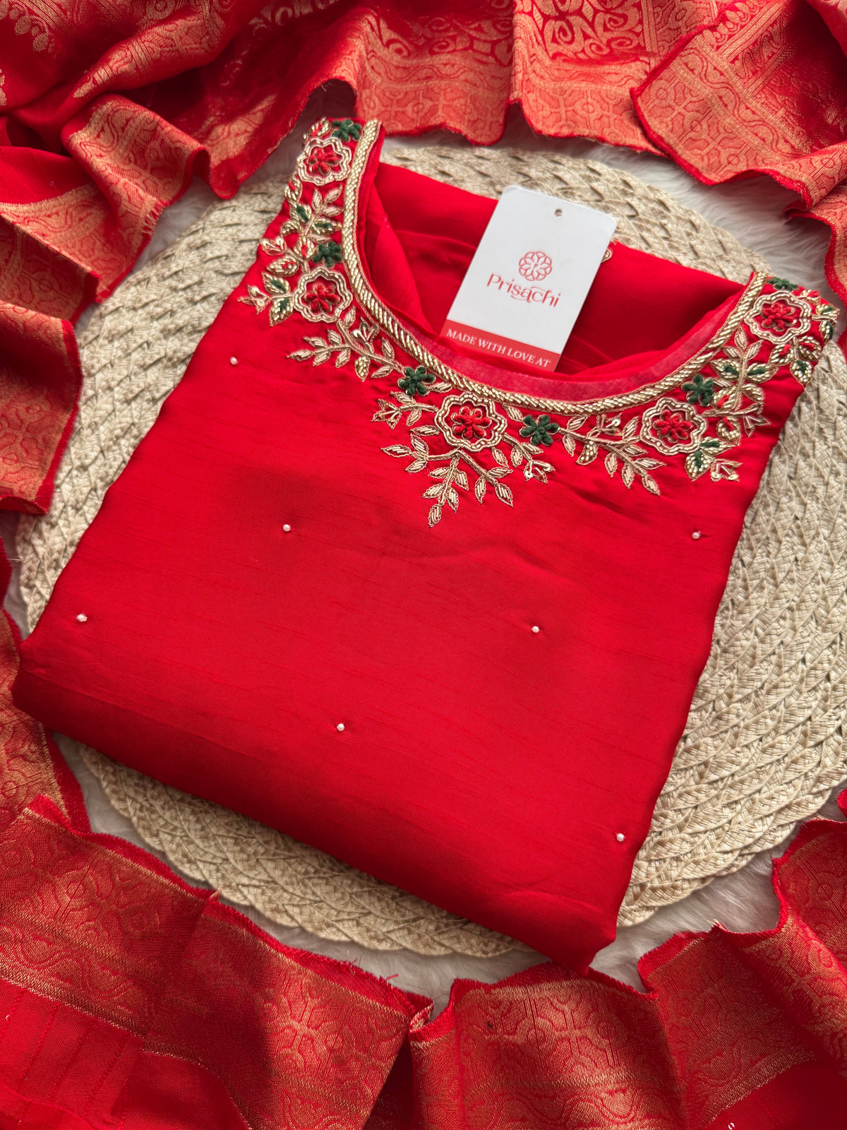 Blue Embroidered Kurta Set with Banarasi Dupatta & Pants | Hand Embroidery Ethnic Suit Set