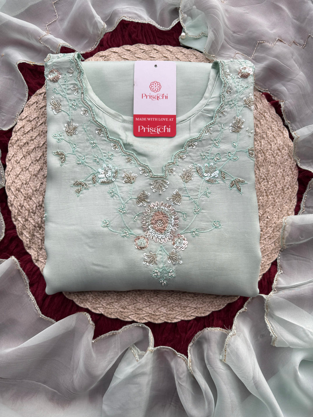 Sky Blue Zardozi Embroidered Sharara Suit Set with Dupatta | Festive & Wedding Ethnic Wear