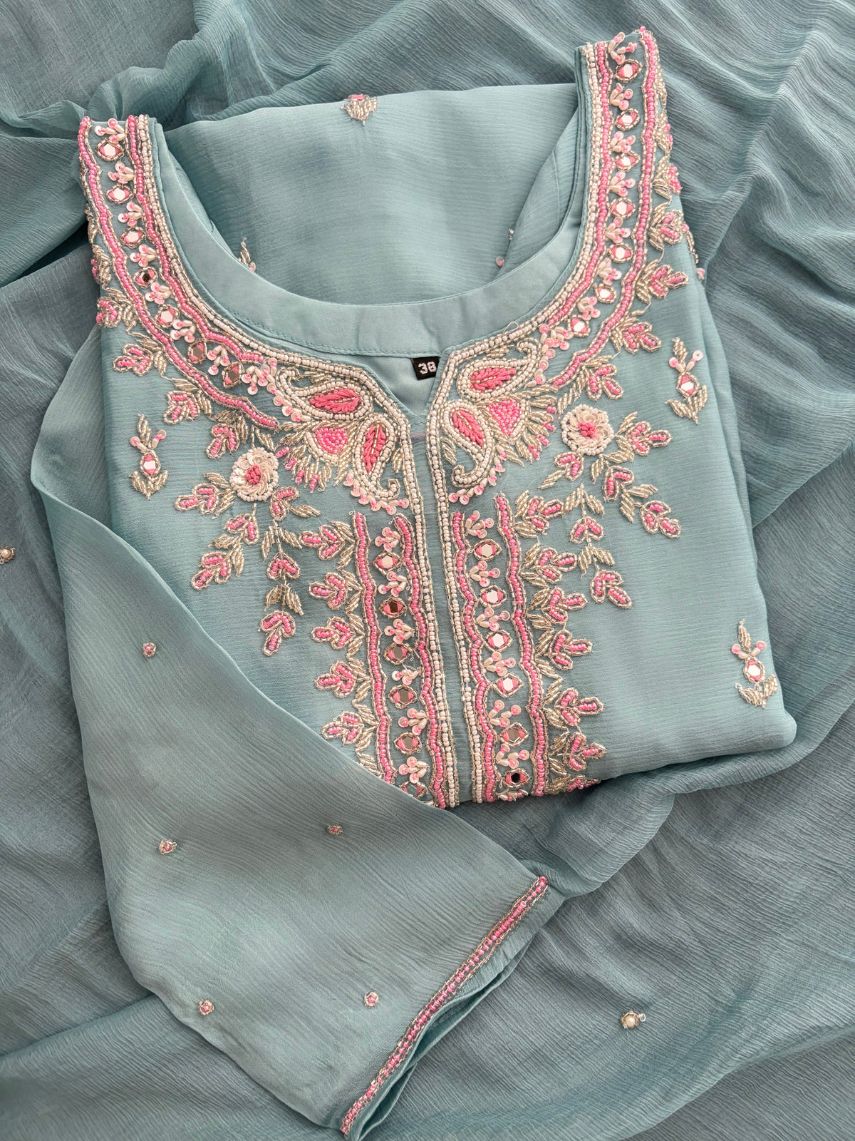 Blue Zardozi Embroidered Sharara Suit Set with Dupatta | Festive & Wedding Ethnic Wear