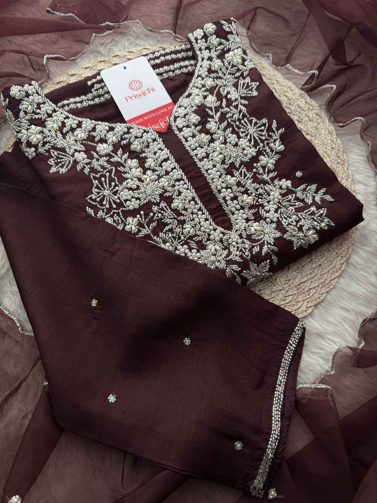 Maslin Designer Embroidered kurta set with dupatta